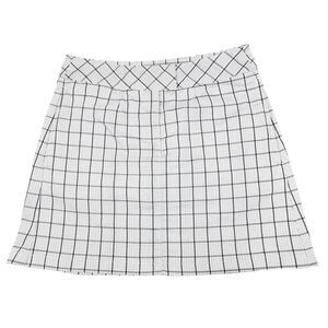PUMA Golf Skort High Rise Athletic Mini Skirt in White Gray Plaid Check Tennis 0